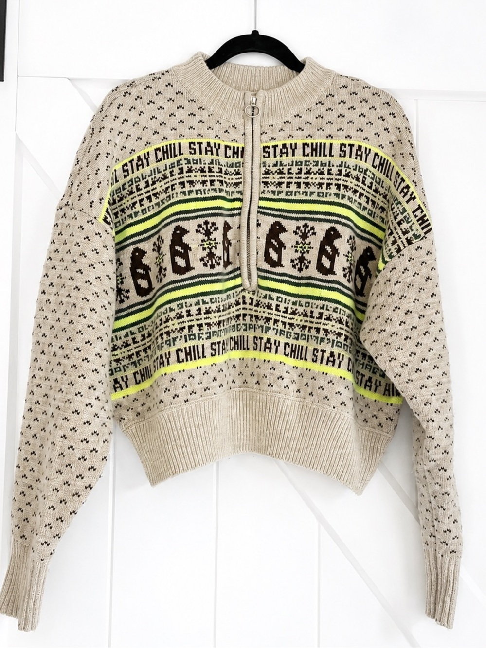 BDG Fair Isle Sweater Cropped Oversized Size Large